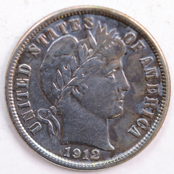 1912-S Barber Silver Dime, Net Abt Uncirculated Coin, Store #DE0418