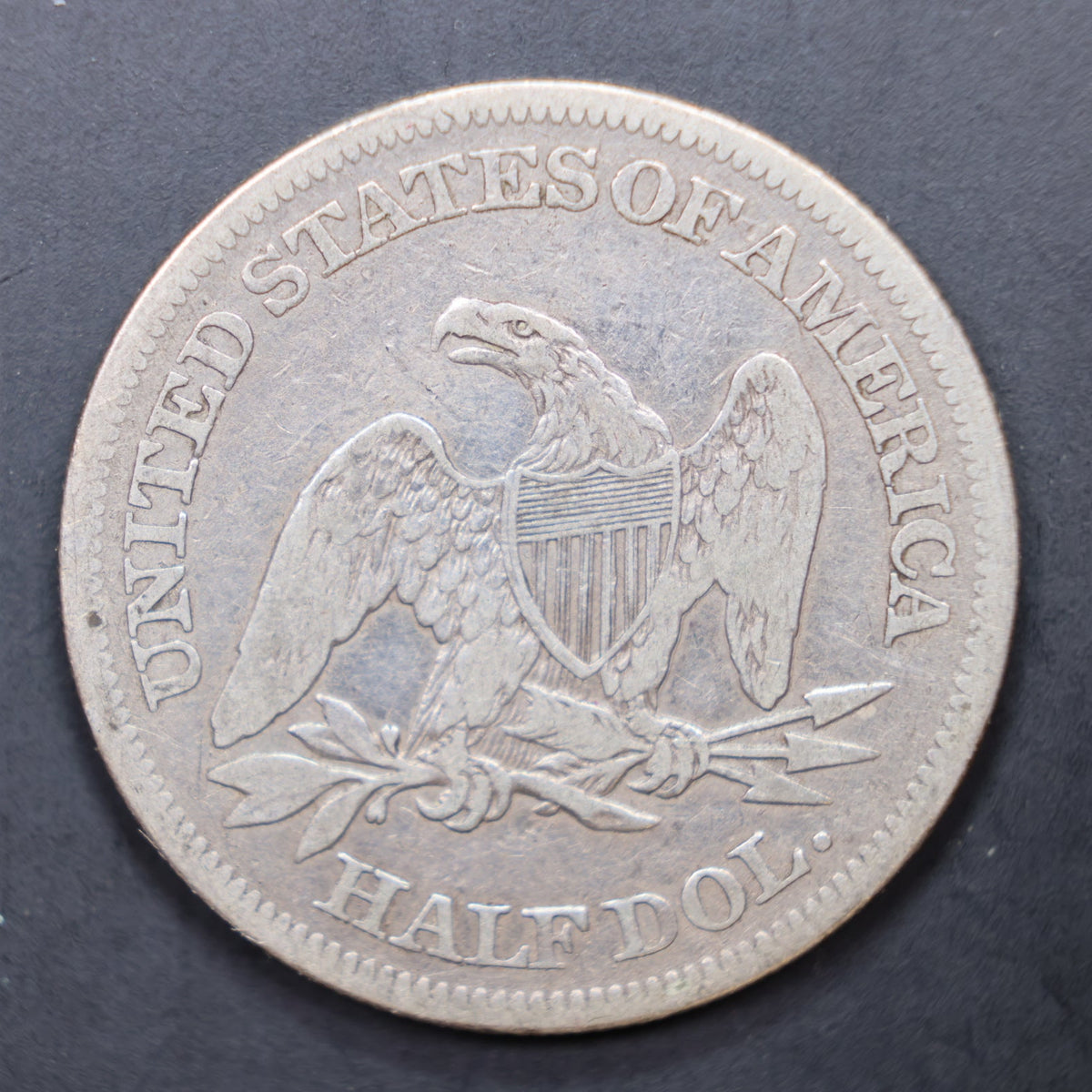 1860 Seated Liberty Silver Half Dollar, Fine Circulated Coin, Store #HR2066.