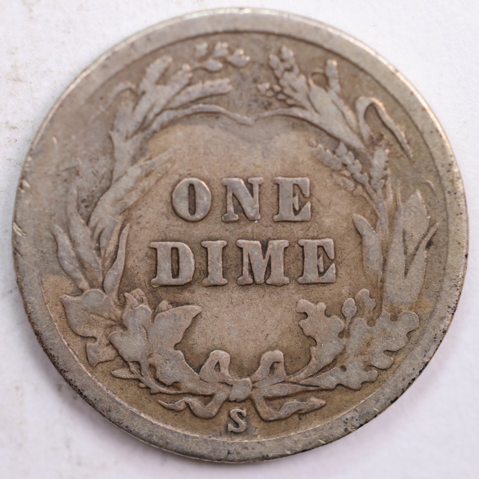 1914-S Barber Silver Dime, Good Circulated Coin, Store #DE0415