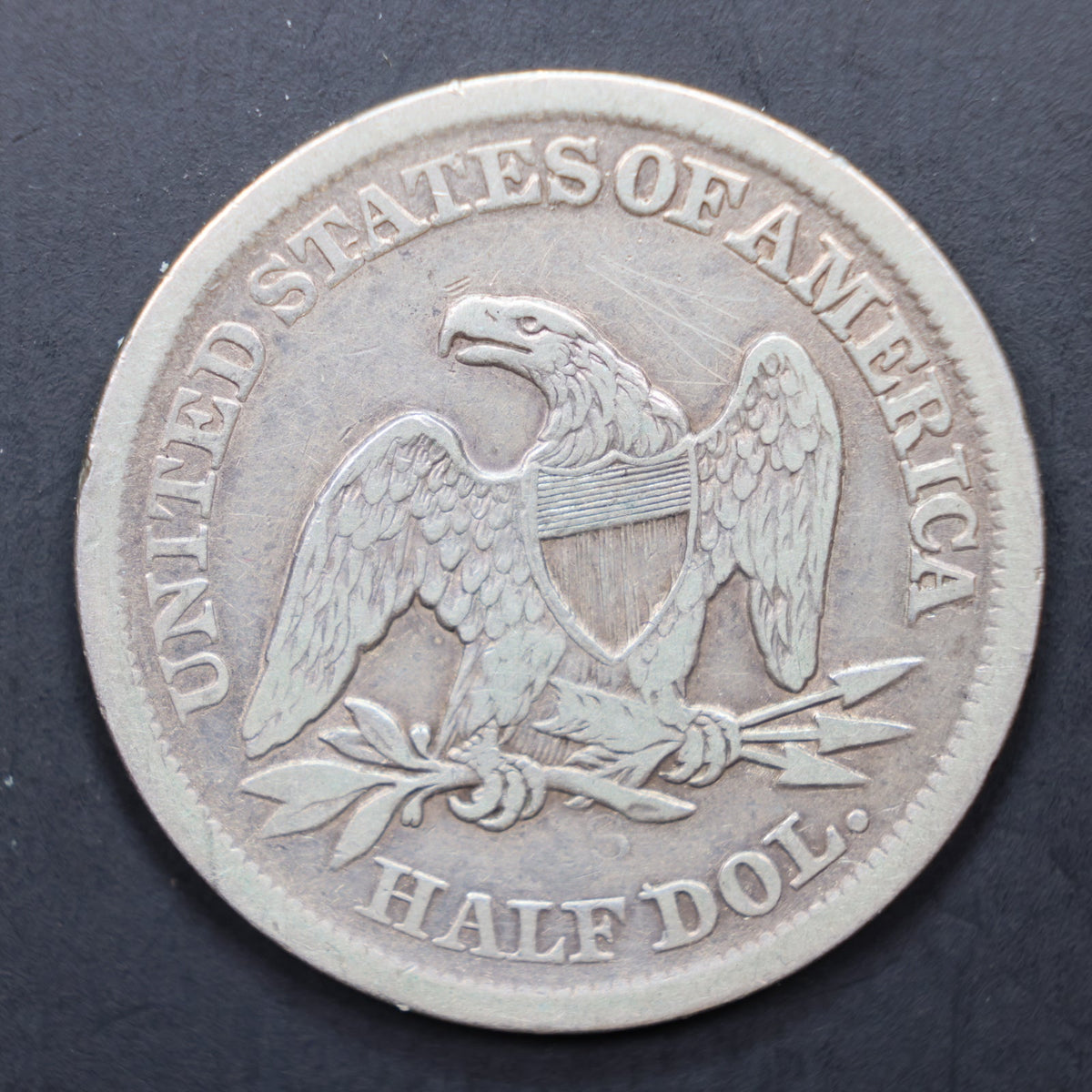1864-S Seated Liberty Silver Half Dollar, Fine Circulated Coin, Store #HR2068.