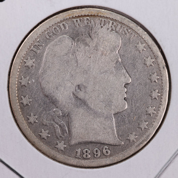 1896 Barber Silver Half Dollar., Good NET., Circulated Coin., Store #HR156