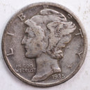 1935-S Mercury Silver Dime, Very Fine Circulated Coin, Store