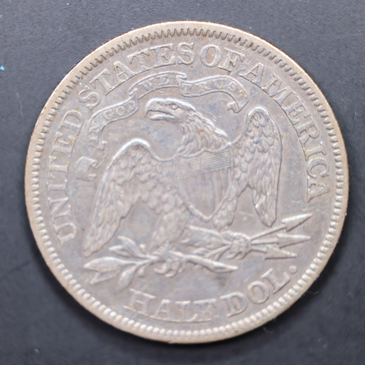 1866 Seated Liberty Silver Half Dollar, Extra Fine + Circulated Coin, Store #HR2072.