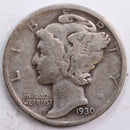 1929-S Mercury Silver Dime, Fine Circulated Coin, Store