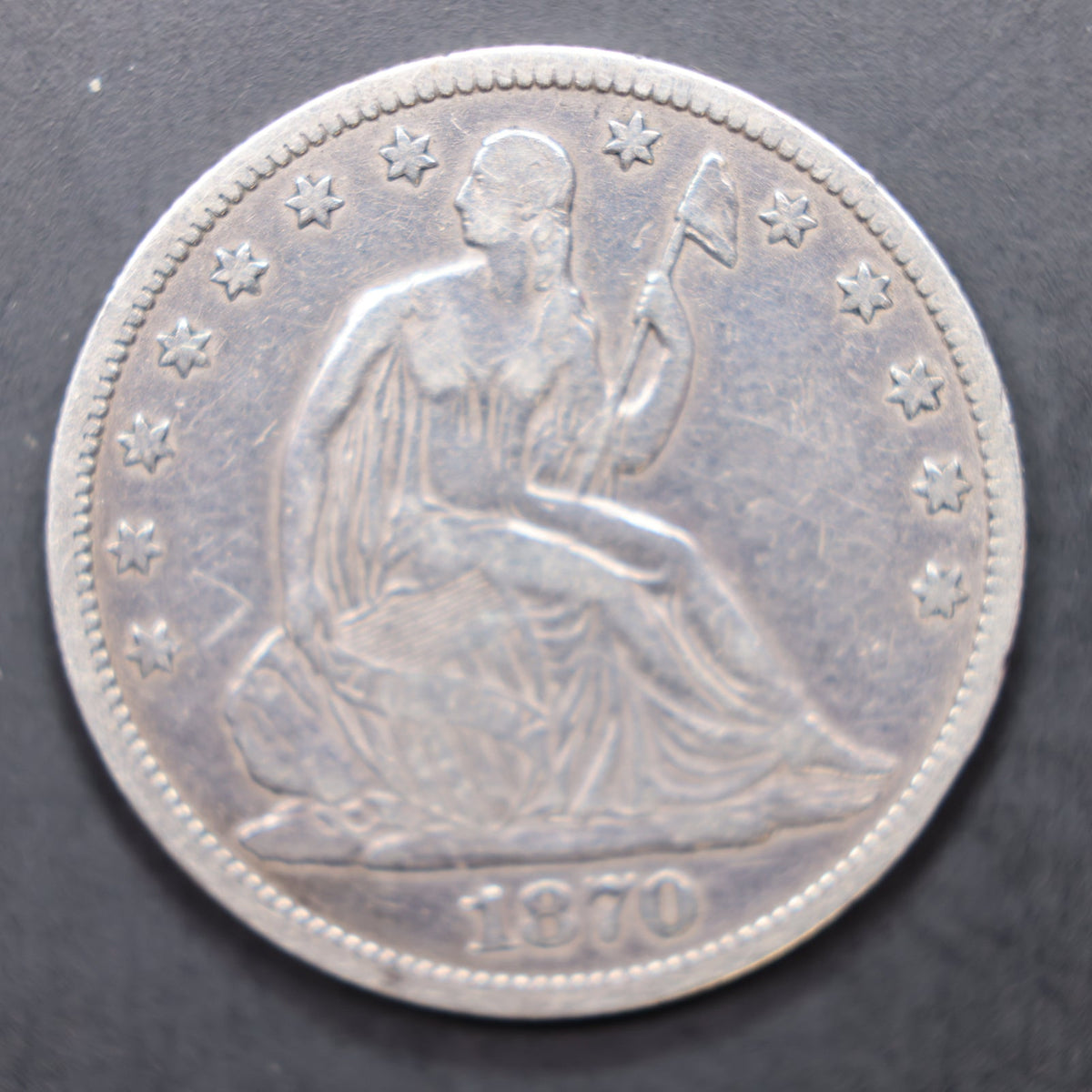 1870-CC Seated Liberty Silver Half Dollar, Extra Fine Detailed Coin, Store #HR2075.