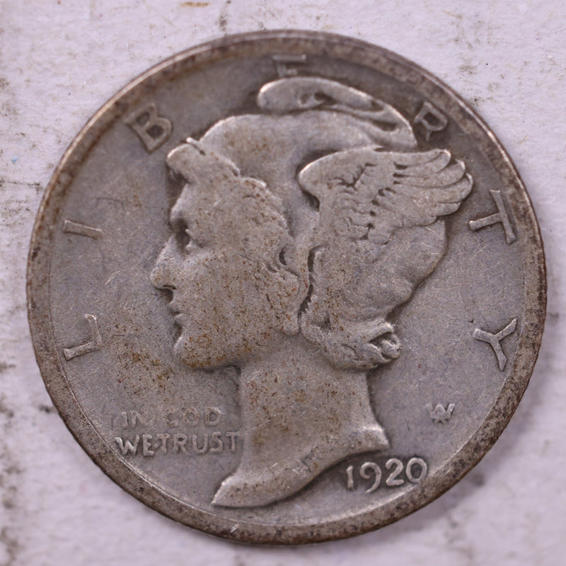 1920-D Mercury Silver Dime., Fine., Store