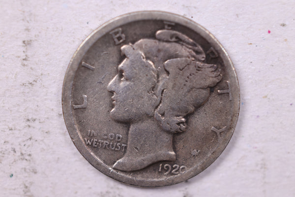1920-D Mercury Silver Dime., Fine., Store  #19789