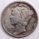 1929 Mercury Silver Dime, Fine Circulated Coin, Store