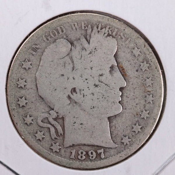 1897 Barber Silver Half Dollar., Very Good., Circulated Coin., Store #HR168