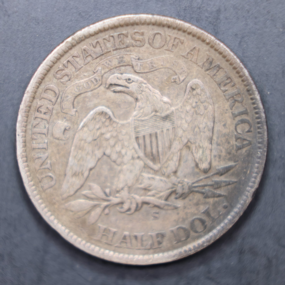 1872-S Seated Liberty Silver Half Dollar, Very Fine Circulated Coin, Store #HR2079.