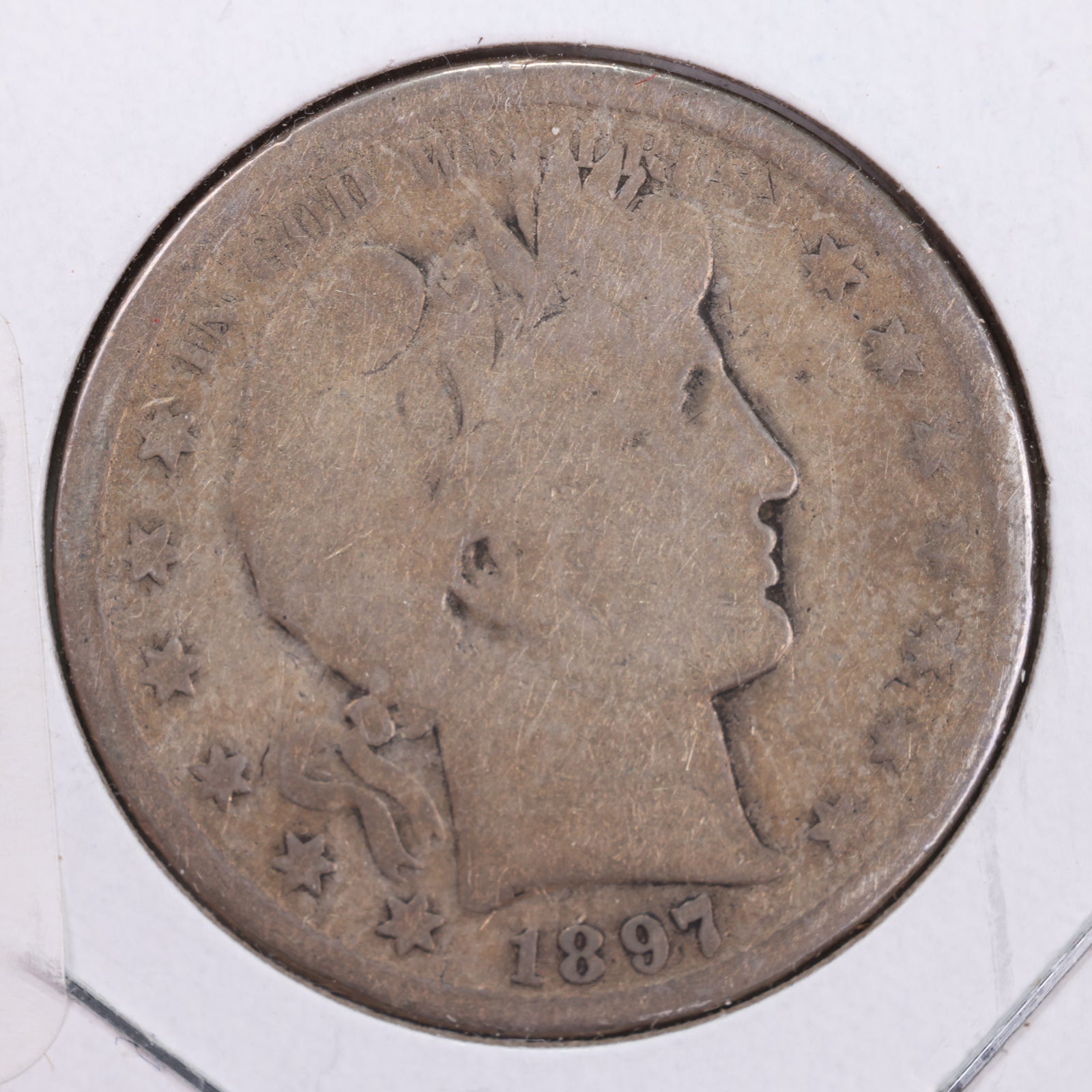 1897-S Barber Silver Half Dollar, About Good Circulated Coin, Store #HR169