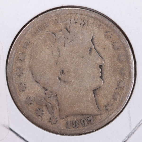 1897-S Barber Silver Half Dollar., About Good., Circulated Coin., Store #HR169