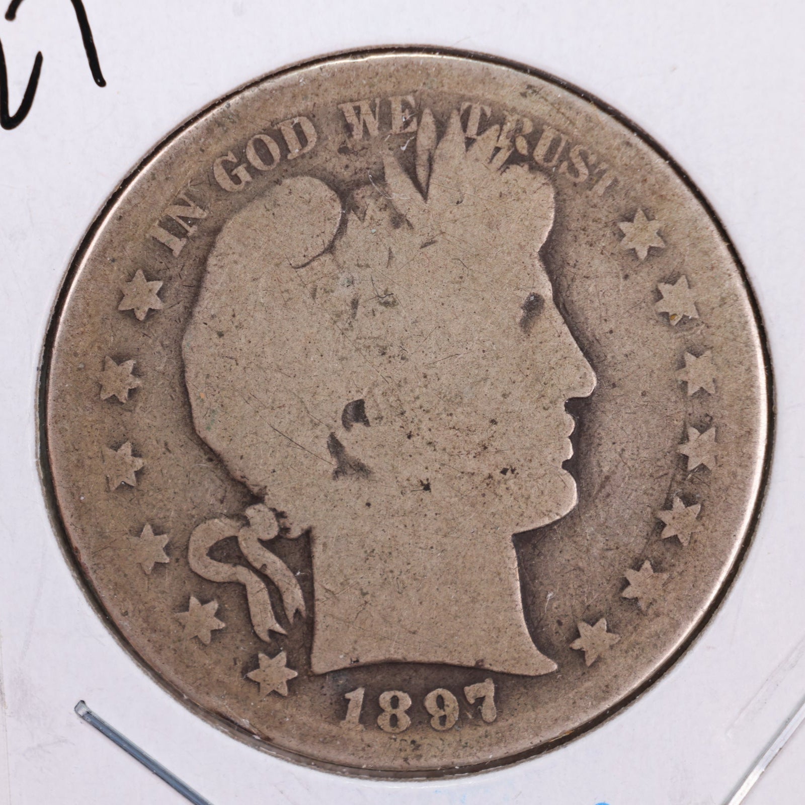 1897-S Barber Silver Half Dollar, About Good Circulated Coin, Store #HR170