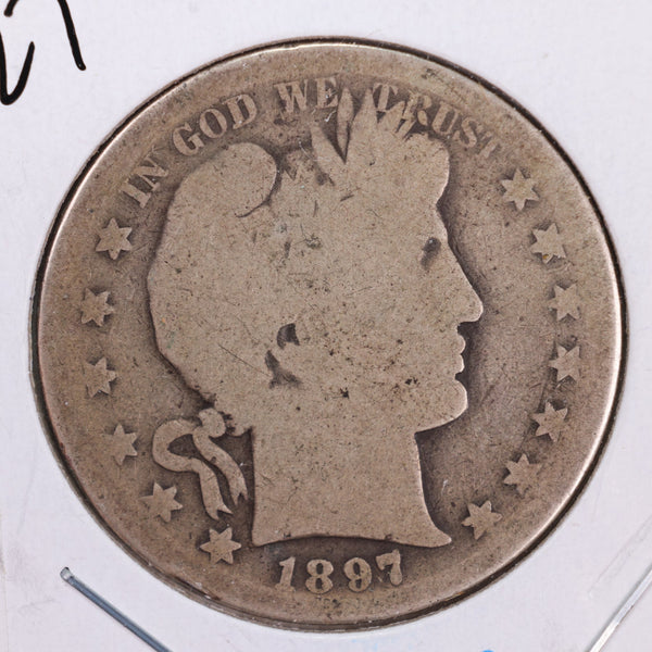 1897-S Barber Silver Half Dollar., About Good., Circulated Coin., Store #HR170
