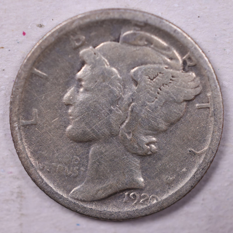 1920-S Mercury Silver Dime., Fine., Store