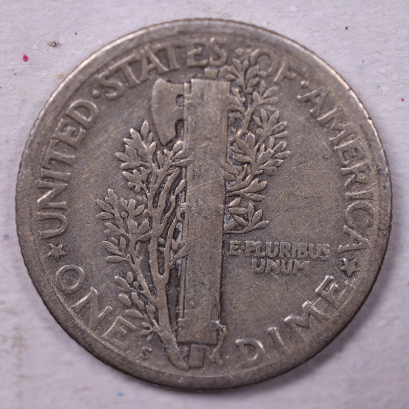 1920-S Mercury Silver Dime., Fine., Store