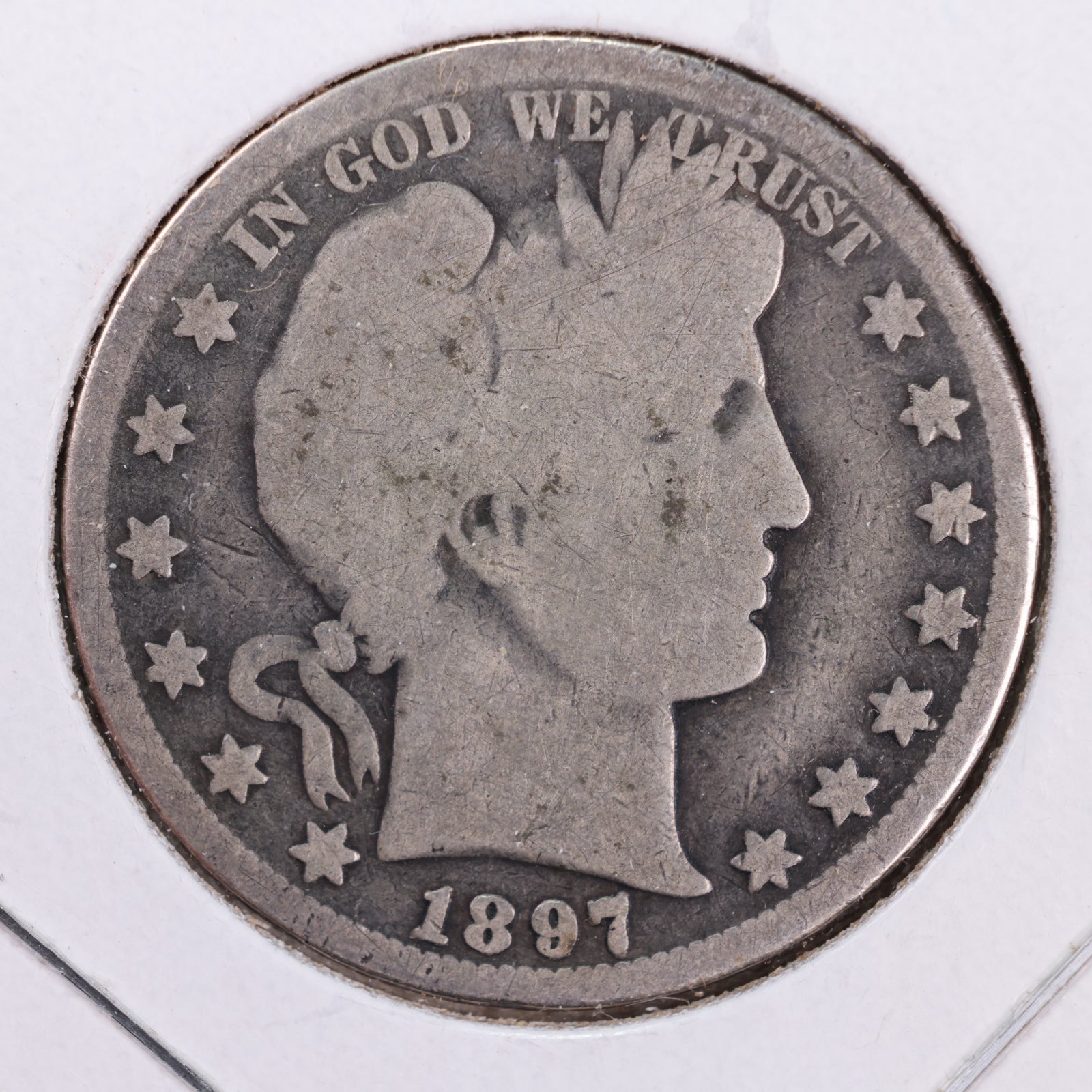 1897-O Barber Silver Half Dollar, Good Circulated Coin, Store #HR174