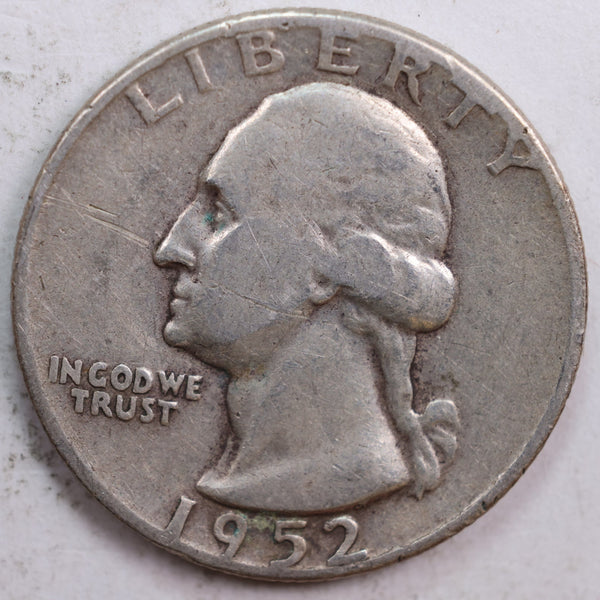 1952 Washington Quarter, Very Good Circulated Coin, Store #QR585