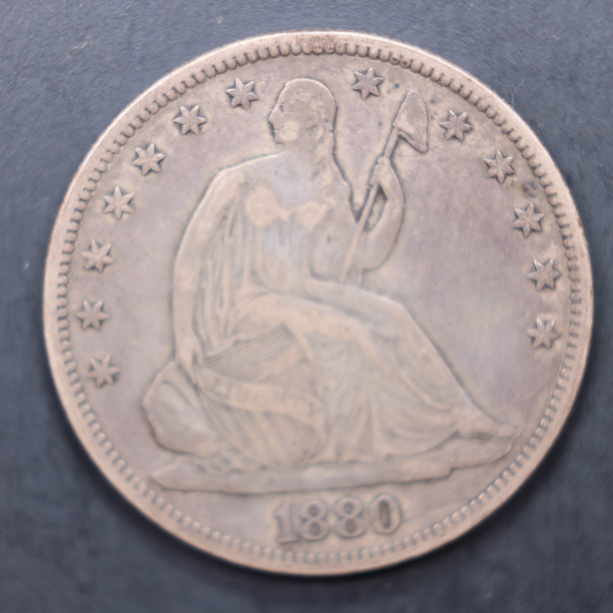 1880 Seated Liberty Silver Half Dollar, Very Fine Circulated Coin, Store #HR2088.