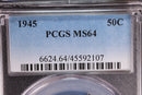 1945 Walking Liberty Half Dollar, PCGS MS-64.  Store