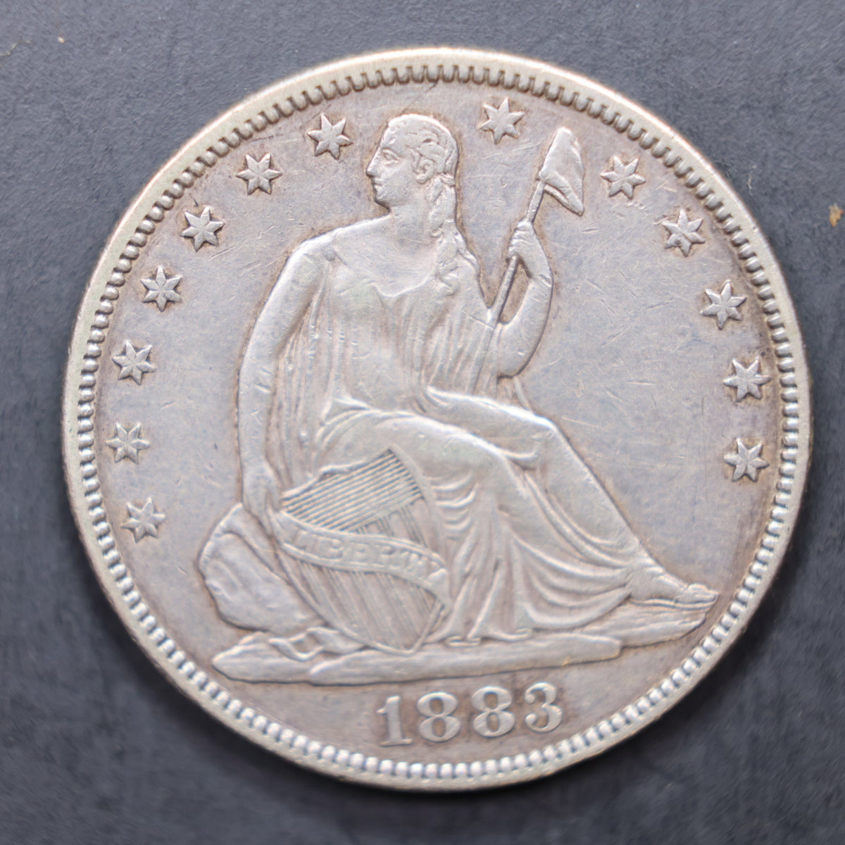1883 Seated Liberty Silver Half Dollar, Extra Fine Circulated Coin, Store #HR2093.