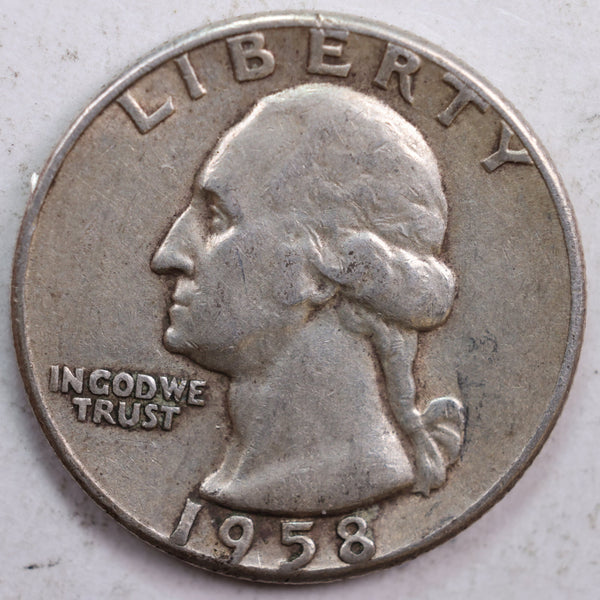 1958 Washington Quarter, Extra Fine Circulated Coin, Store #QR578