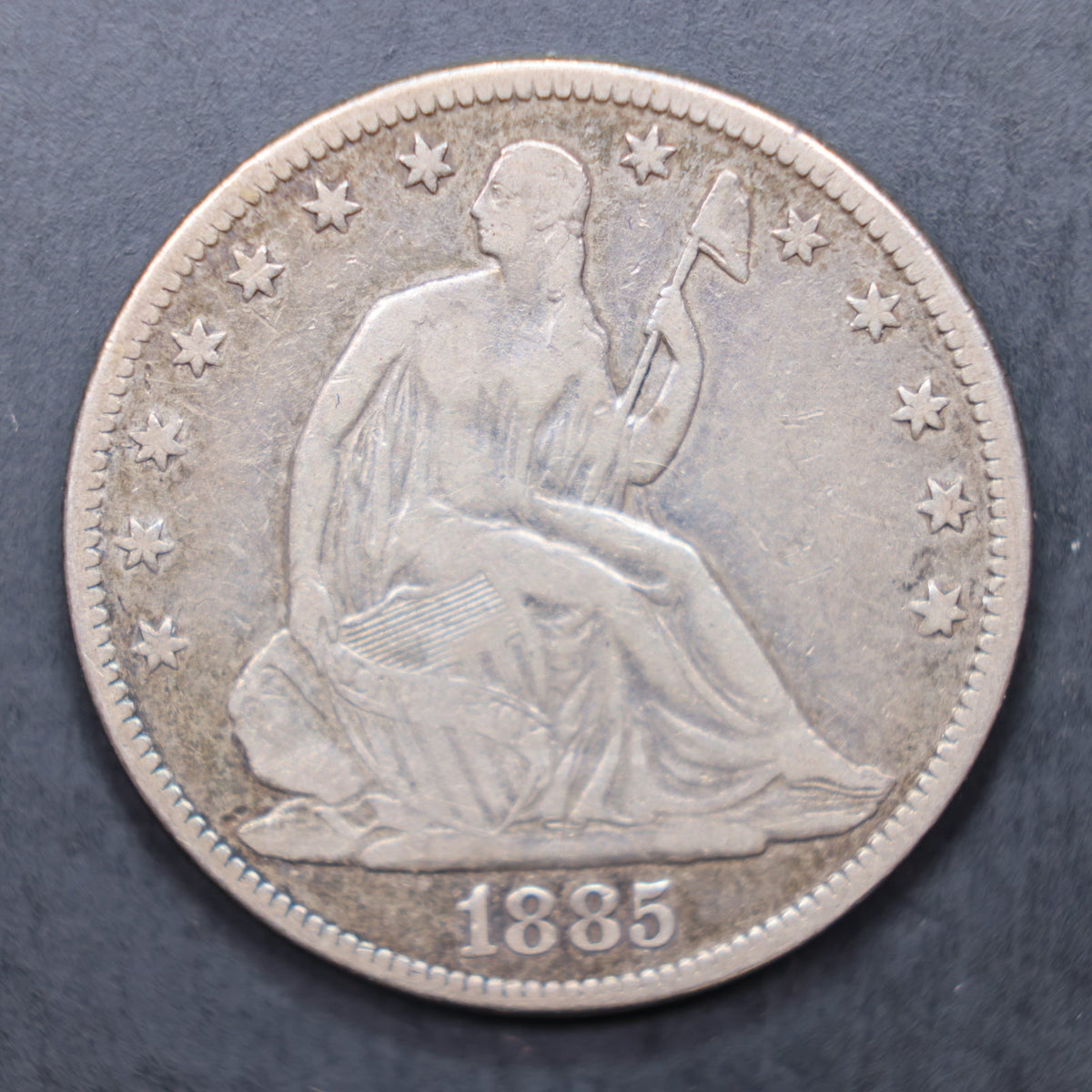 1885 Seated Liberty Silver Half Dollar, Very Fine Circulated Coin, Store #HR2097.