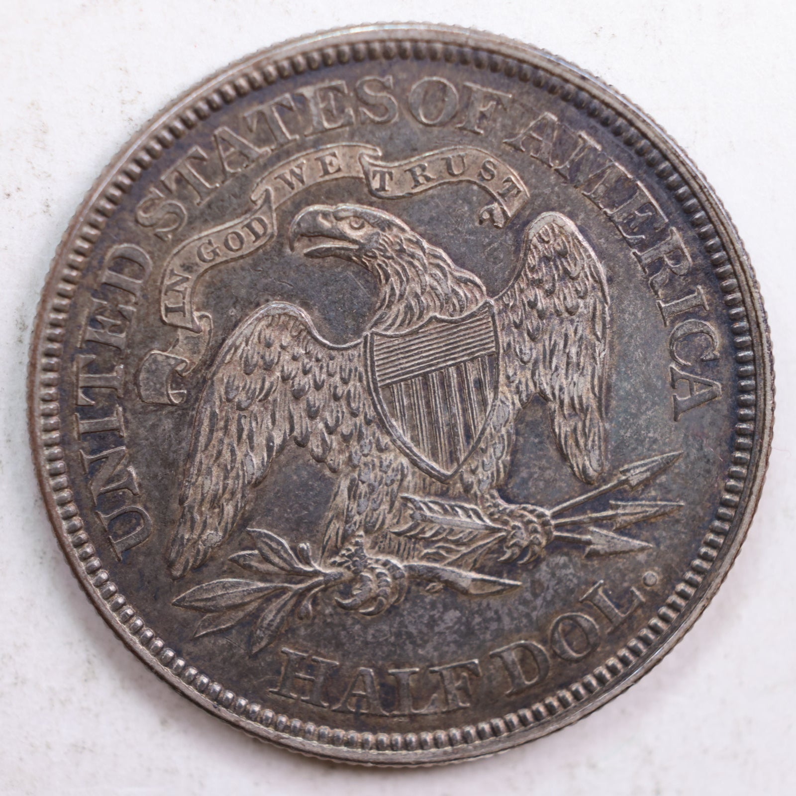 1867 Seated Liberty Half Dollar, Mint State Uncirculated Coin, Store #HR0741