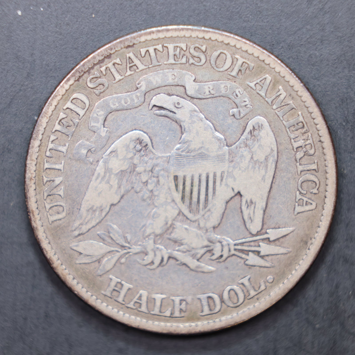 1886 Seated Liberty Silver Half Dollar, Very Good Circulated Coin, Store #HR2099.