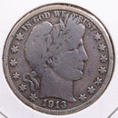 1913 Barber Half Dollar, Very Good Circulated Coin, Store