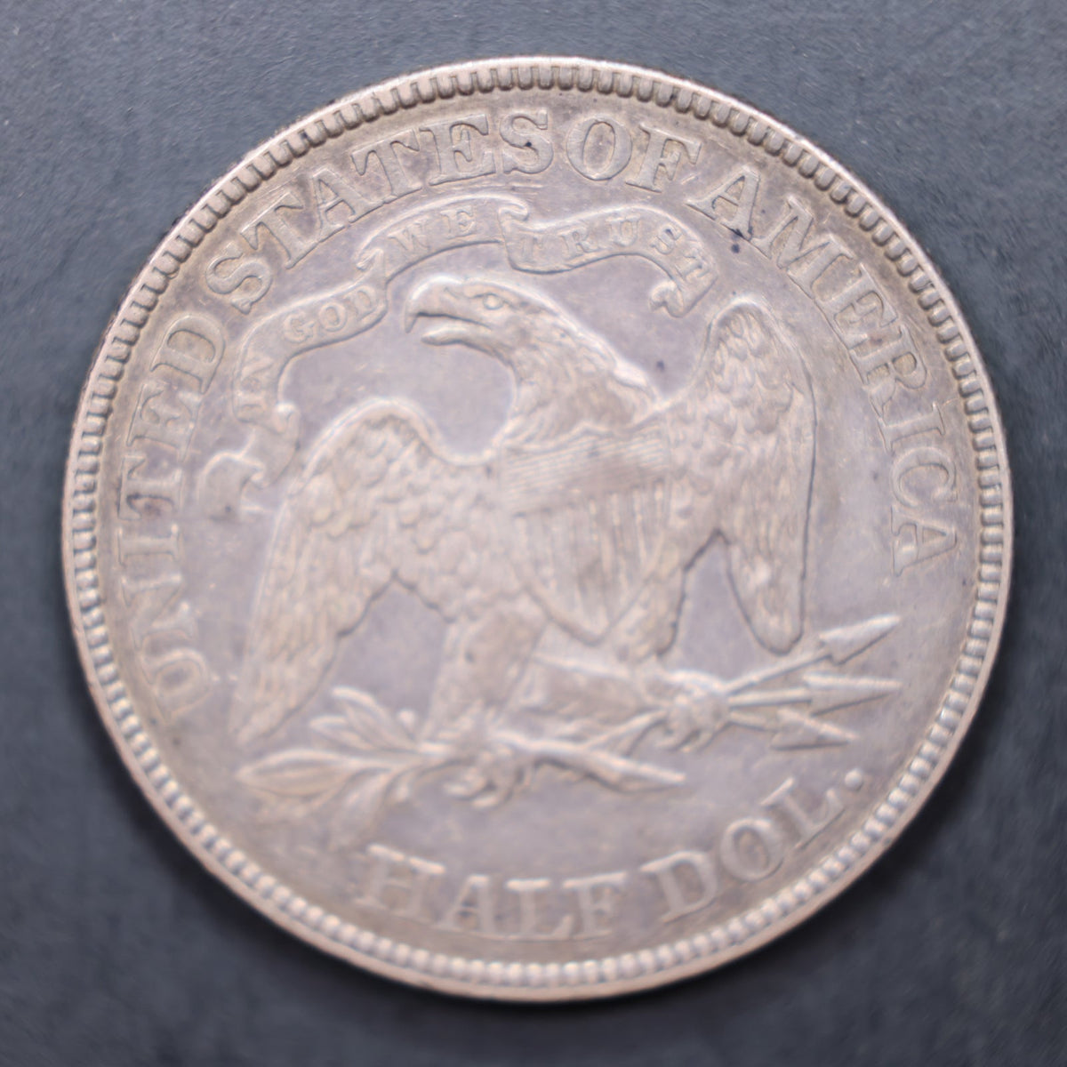 1890 Seated Liberty Silver Half Dollar, About Uncirculated Coin, Store #HR2126.