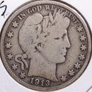 1913 Barber Half Dollar, Very Good Circulated Coin, Store