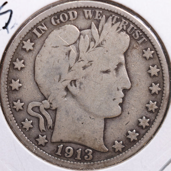 1913 Barber Half Dollar, Very Good Circulated Coin, Store #HR0736