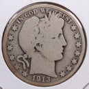 1913-D Barber Half Dollar, Good Circulated Coin, Store