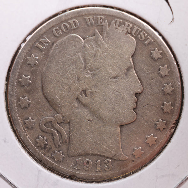 1913-D Barber Half Dollar, Abt Good Circulated Coin, Store #HR0733