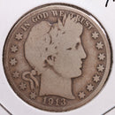 1913-D Barber Half Dollar, Good Circulated Coin, Store