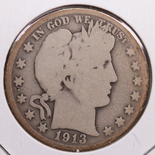 1913-S Barber Half Dollar, Good Circulated Coin, Store #HR0731