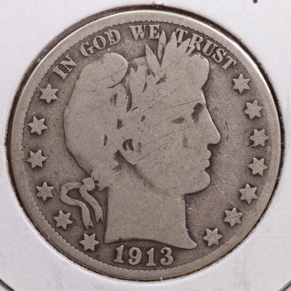 1913-S Barber Half Dollar, Good Circulated Coin, Store #HR0729