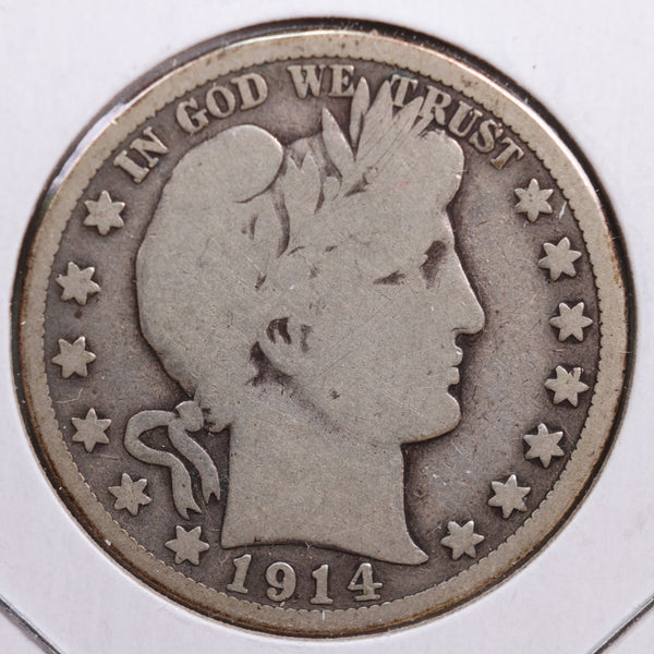 1914 Barber Half Dollar, Good Circulated Coin, Store #HR0726