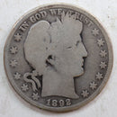 1892 Barber Silver Half Dollar, Good, Circulated Coin, Store