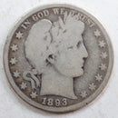 1893-O Barber Silver Half Dollar, Good+ Circulated Coin, Store