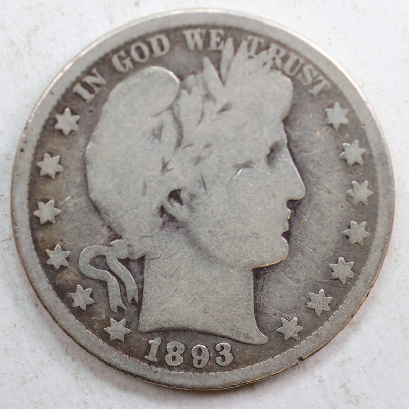 1893-O Barber Silver Half Dollar, Good+ Circulated Coin, Store