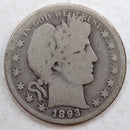 1893-S Barber Silver Half Dollar, Good Circulated Coin, Store
