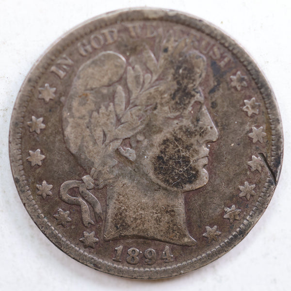 1894 Barber Silver Half Dollar, Very Good Circulated Coin, Store #HR0768