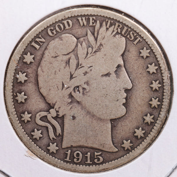 1915-D Barber Half Dollar, Very Good Circulated Coin, Store #HR0718