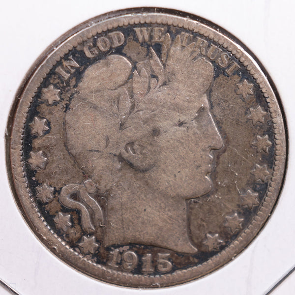 1915-D Barber Half Dollar, Very Good Circulated Coin, Store #HR0715