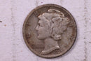 1923 Mercury Silver Dime., Very Fine, Store