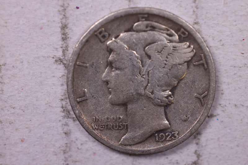 1923 Mercury Silver Dime., Fine, Store