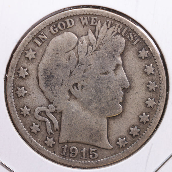 1915-D Barber Half Dollar, Very Good Circulated Coin, Store #HR0708