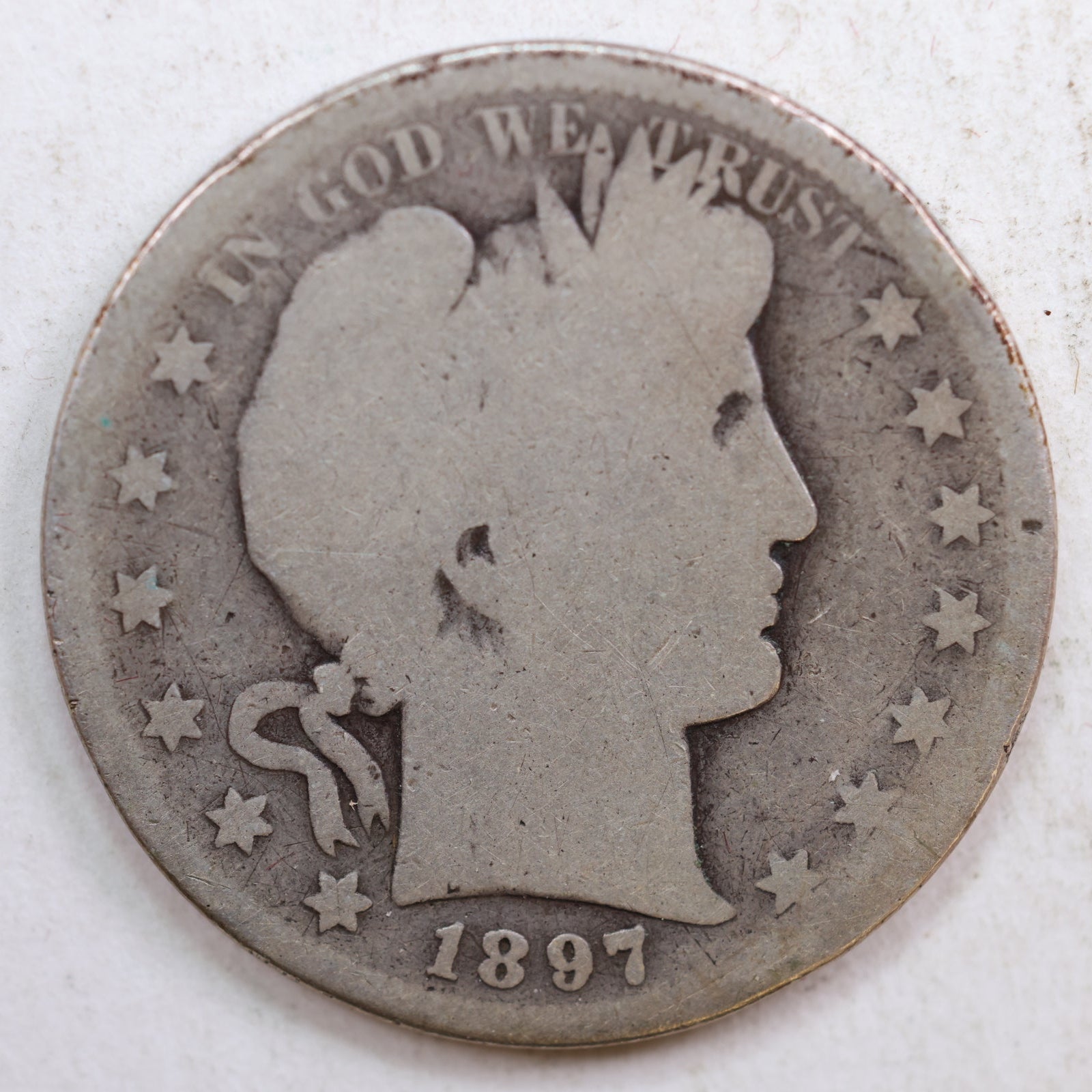 1897-S Barber Silver Half Dollar, Fair Circulated Coin, Store #HR0780